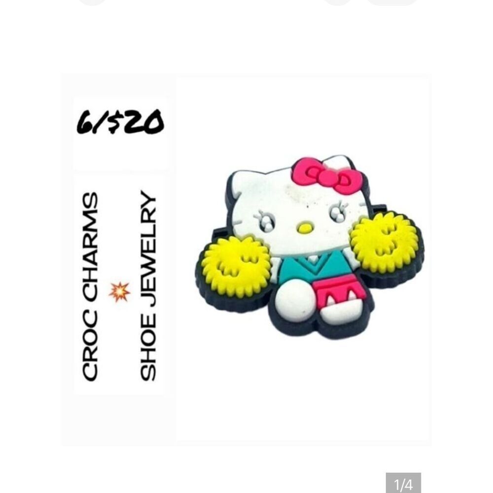 Hello Kitty Cheerleader Croc Charm Pom Pom Kawaii Cute Jibbitz Style Accessories